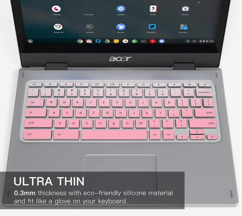 CaseBuy غطاء لوحة المفاتيح لجهاز Acer Chromebook Spin 11 311 C733 CP311 511 512/Chromebook 11 CB3-131 CB3-132 CB5-132T/Chromebook Spin CP713 CB5-312T/Acer Chromebook 14 مقاس 15 بوصة - وردي متدرج - Image 3